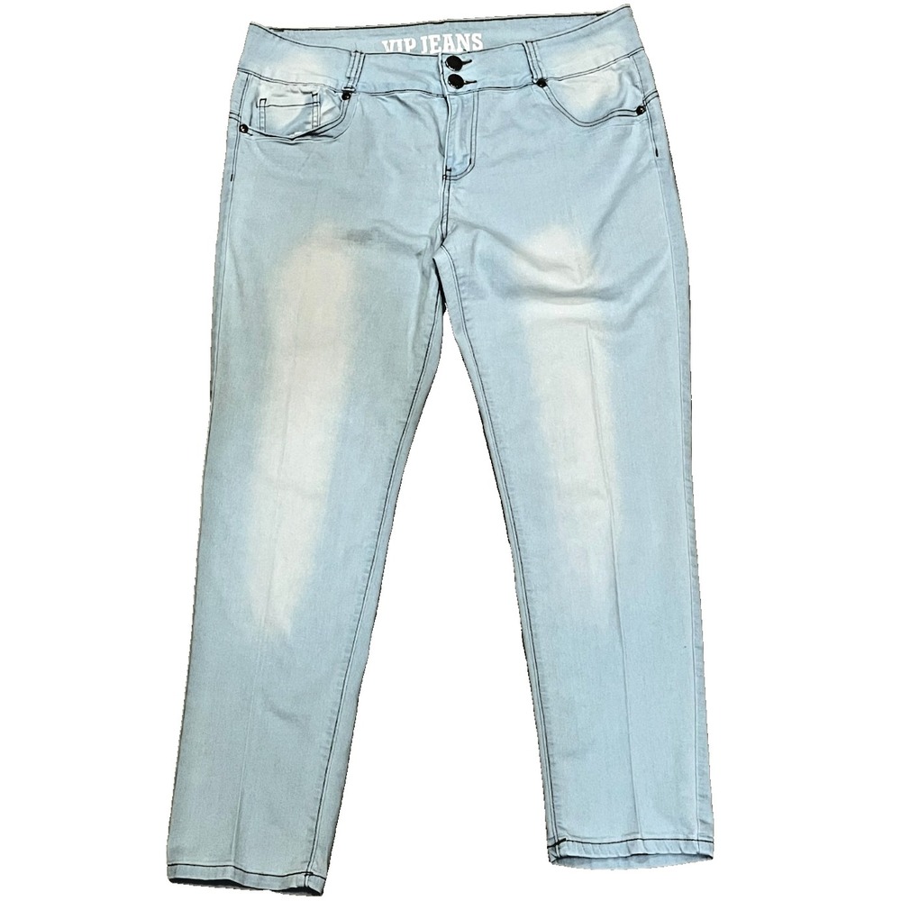 VIP Jeans Womens 15/16 Light Wash Skinny Crop Stretch Denim Low Rise 2-7148LX